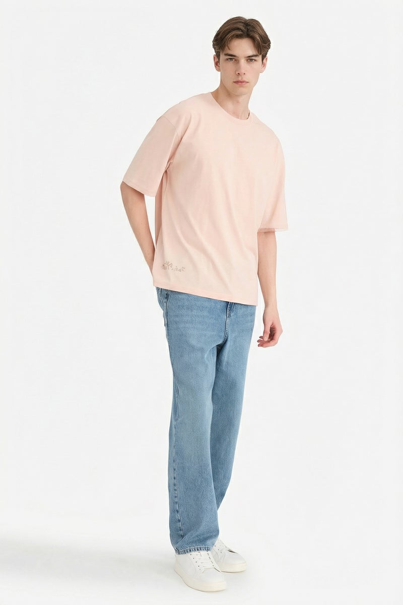 DeFacto Pink Man Boxy Fit Crew Neck Printed Short Sleeve T-Shirt Casual - Image 2